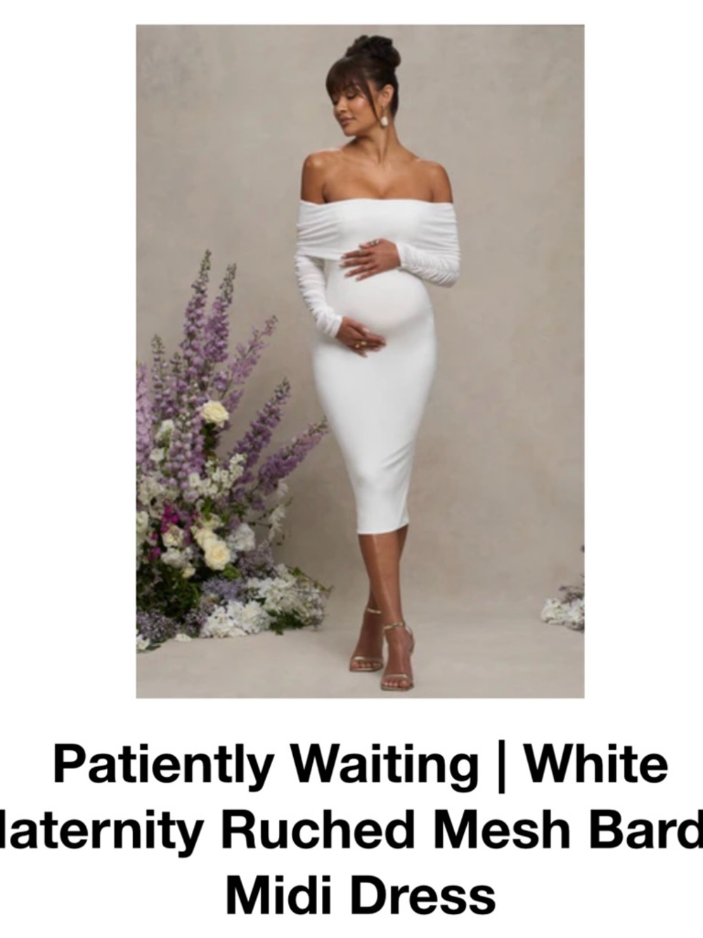 Club L London White Off-Shoulder Maternity Midi Dress
